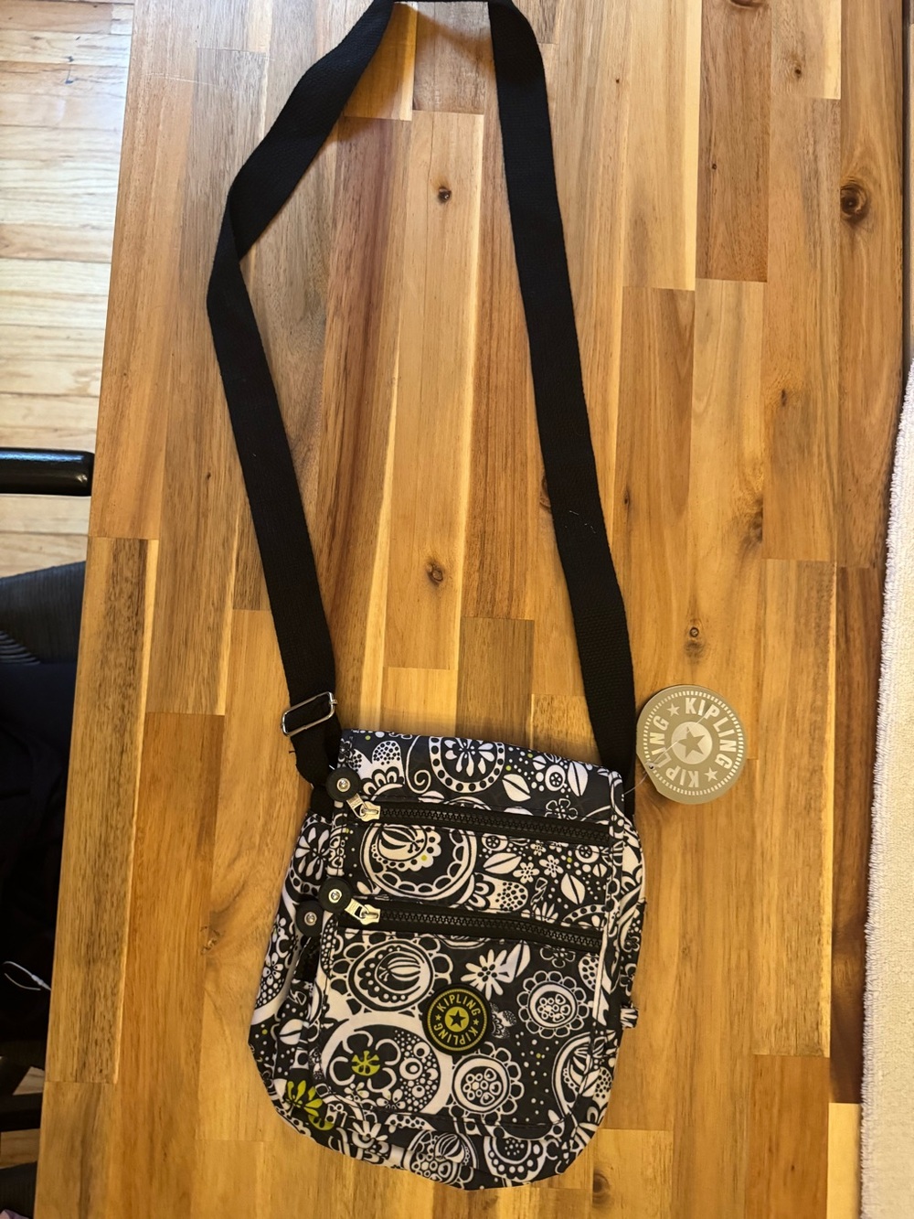 Kipling Black & White Printed Crossbody Bag brand new with tags